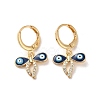 Evil Eye Real 18K Gold Plated Brass Dangle Leverback Earrings EJEW-Q797-01A-G-1