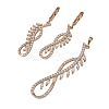 Golden Plated Brass Rhinestone Dangle Earrings &Pendant Sets SJEW-L191-01A-2