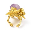 Natural Amethyst Nugget Flower Open Cuff Ring RJEW-F134-06G-3