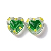 Glass Heart Beads GLAA-D005-01C-2