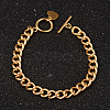 Heart 304 Stainless Steel Curb Chain Bracelets BJEW-K058-G-1