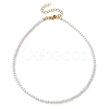 3mm Rond Natural Shell Pearl Beaded Necklace for Women NJEW-JN05077-4