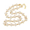 Rack Plating Brass Pave Clear Cubic Zirconia Flower Link Chain Necklaces NJEW-Q345-03G-03-1