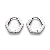 304 Stainless Steel Hexagon Huggie Hoop Earrings STAS-J033-03A-P-1