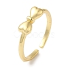 Rack Plating Bowknot Brass Open Cuff Ring for Women KK-B092-39G-1