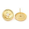 Rack Plating Brass with Cubic Zirconia Flat Round Stud Earrings EJEW-G382-25G-1