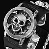 High Quatily Skull Alloy PU Leather Punk Style Quartz Wristwatches WACH-N043-12-2