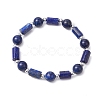 Natural Lapis Lazuli Round Beaded Stretch Bracelets for Women BJEW-JB11137-02-1