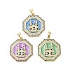 Rack Plating Brass Micro Pave Clear Cubic Zirconia Pendants KK-H474-22G-1