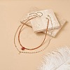 2Pcs 2 Style Natural Red Jasper Teardrop & Brass Initial Letter A Pendants Necklaces Set NJEW-JN04045-2