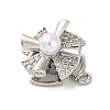 Brass Clear Cubic Zirconia Windmill Connector Charms KK-D536-18P-2