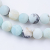 Frosted Natural Amazonite Round Bead Strands G-E334-8mm-09-3