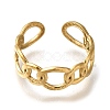 Curb Chain 304 Stainless Steel Open Cuff Ring for Women RJEW-F161-02G-17-2