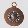 Flat Round Red Copper Plated Alloy Glass Rhinestone Big Pendants PALLOY-J123-11R-NF-2