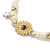 Sunflower Alloy Enamel Charms Braided Bracelets BJEW-A016-01A-2