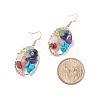 Natural & Synthetic Mixed Gemstone Chips Oval with Tree of Life Dangle Earrings EJEW-JE04880-01-4
