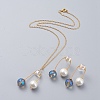 Pendant Necklaces and Ear Studs Jewelry Sets SJEW-JS01064-01-1