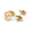 304 Stainless Steel Tiny Hollow Out Skull Stud Earrings for Women STAS-A065-05G-2