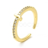 Clear Cubic Zirconia Initial Letter Open Cuff Ring RJEW-H120-09G-J-1