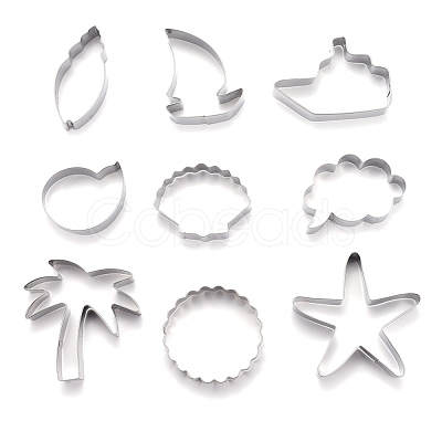 Non-Tarnish Stainless Steel Mixed Beach Series Shaped Cookie Candy Food Cutters Molds DIY-H142-05P-1