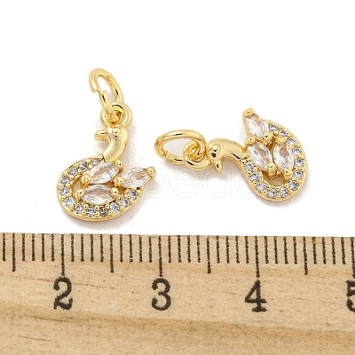 Brass Micro Pave Clear Cubic Zirconia Charms KK-Z044-33G-1