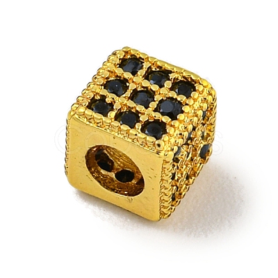 Brass Micro Pave Black Cubic Zirconia Beads KK-G493-37A-G02-1