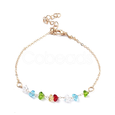 4Pcs 4 Style Alloy Chain Anklets Set with Heart Beaded and Butterfly Charm SJEW-D009-02KCG-1