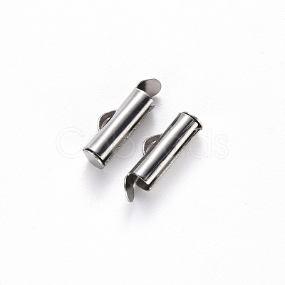 Tarnish Resistant 304 Stainless Steel Slide On End Clasp Tubes STAS-S115-01D-P-1