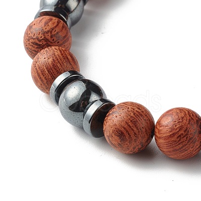 Synthetic Hematite Beads Bracelet for Men Women BJEW-JB06755-1