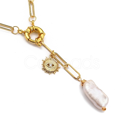 Natural Baroque Pearl Keshi Pearl Lariat Necklaces NJEW-JN03042-01-1