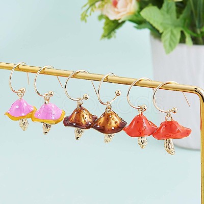 Enamel Mushroom Dangle Stud Earrings JE987D-1