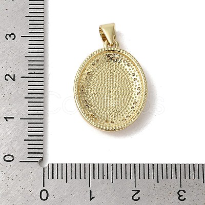 Oval with Virgin Mary Brass Micro Pave Clear Cubic Zirconia Pendants KK-K385-030G-1