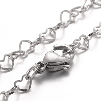 Tarnish Resistant Heart 304 Stainless Steel Link Bracelets BJEW-JB01929-1