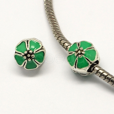 Alloy Enamel Flower Large Hole Style European Beads MPDL-R036-51A-1