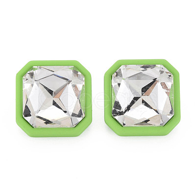 Crystal Rhinestone Square Stud Earrings with 925 Sterling Silver Pins for Women MACR-S275-039A-1