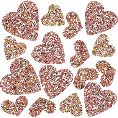 CRASPIRE 4 Styles Heart Hotfix Rhinestone Appliques PATC-CP0001-02A-1