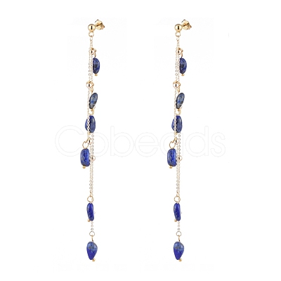 Natural Gemstone Dangle Stud Earring EJEW-JE04122-1