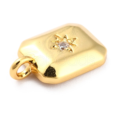 Brass Clear Cubic Zirconia Charms KK-J276-10G-1