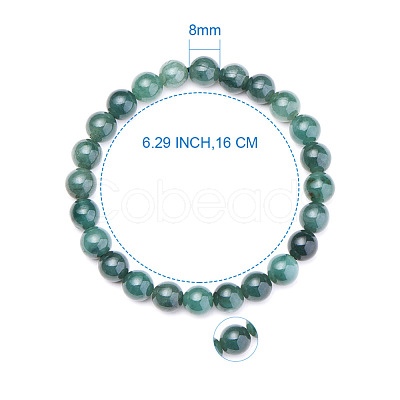 SUNNYCLUE Natural Jadeite Round Beads Stretch Bracelets BJEW-PH0001-8mm-10-1