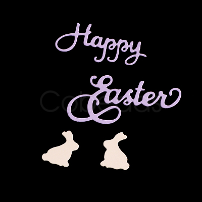 Word Happy Easter Frame Carbon Steel Cutting Dies Stencils DIY-F028-03-1