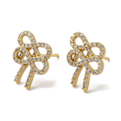 Rack Plating Brass Micro Pave Cubic Zirconia Studs Earrings EJEW-R162-21G-1