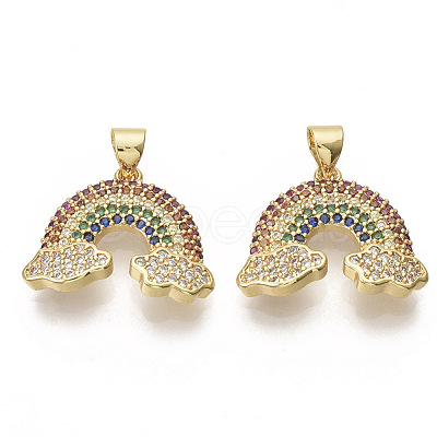 Golden Plated Brass Micro Pave Cubic Zirconia Pendants ZIRC-T012-28G-1