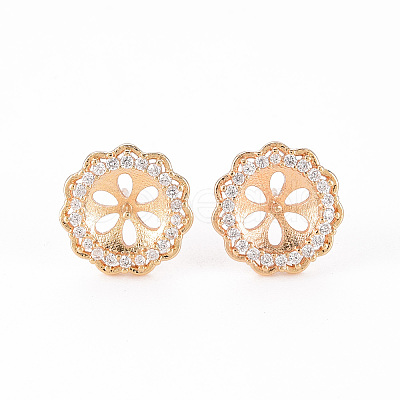 Brass Micro Pave Clear Cubic Zirconia Stud Earrings Findings KK-T062-123G-NF-1