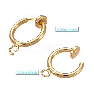 Brass Clip-on Hoop Earring Findings KK-P102-01G-1