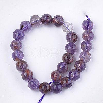 Natural Purple Lodolite Quartz Beads Strands X-G-S333-8mm-030-1