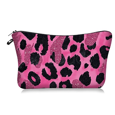 Leopard Print Polyester Cosmetic Zipper Pouches PW-WGDCEF5-04-1