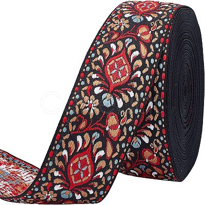 Ethnic Style Embroidery Polycotton Ribbons OCOR-WH0072-03-1