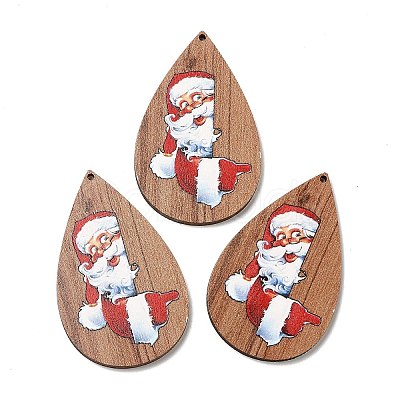 Single Face Christmas Printed Wood Big Pendants WOOD-D025-27-1