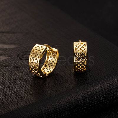 Real 18K Gold Plated Brass Hollow Hoop Earrings EJEW-EE0002-003-1