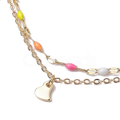 304 Stainless Steel Enamel Link Chains Anklets AJEW-AN00589-03-1